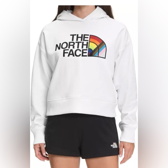 The North Face White Hoodie with Multicolor Logo - Picture 1 of 10